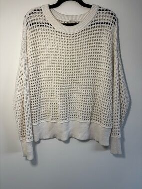 a new day Open-Weave Cream Crewneck Sweater